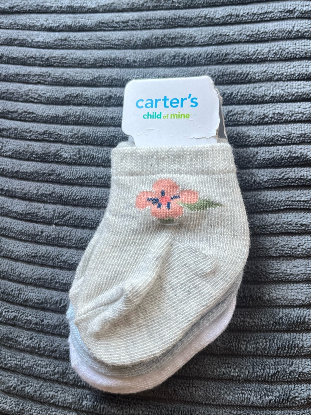 NWT Carter's Newborn Ankle Socks with Floral Designs, Set of 3